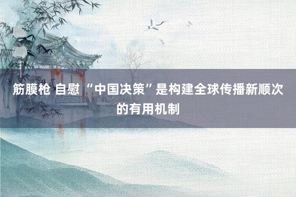 筋膜枪 自慰 “中国决策”是构建全球传播新顺次的有用机制