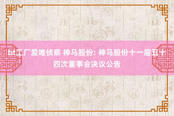 bt工厂爱唯侦察 神马股份: 神马股份十一届五十四次董事会决议公告