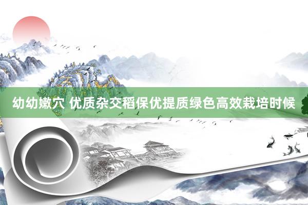 幼幼嫩穴 优质杂交稻保优提质绿色高效栽培时候