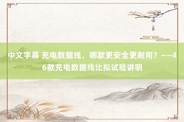中文字幕 充电数据线，哪款更安全更耐用？——46款充电数据线比拟试验讲明
