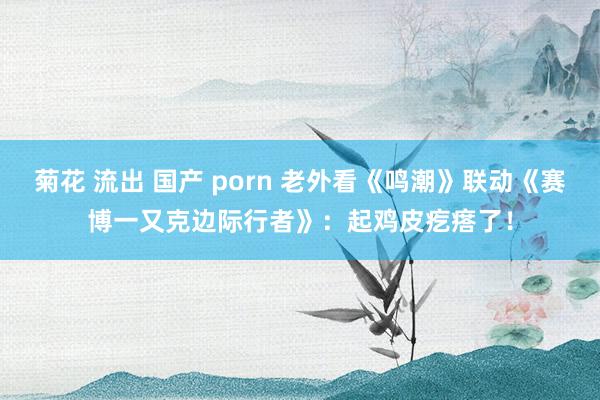 菊花 流出 国产 porn 老外看《鸣潮》联动《赛博一又克边际行者》：起鸡皮疙瘩了！