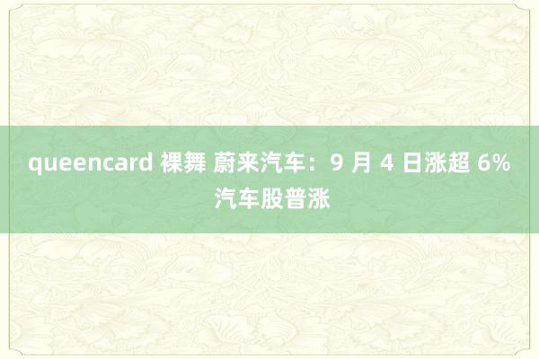 queencard 裸舞 蔚来汽车：9 月 4 日涨超 6% 汽车股普涨