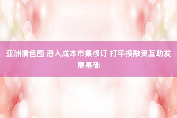 亚洲情色图 潜入成本市集修订 打牢投融资互助发展基础